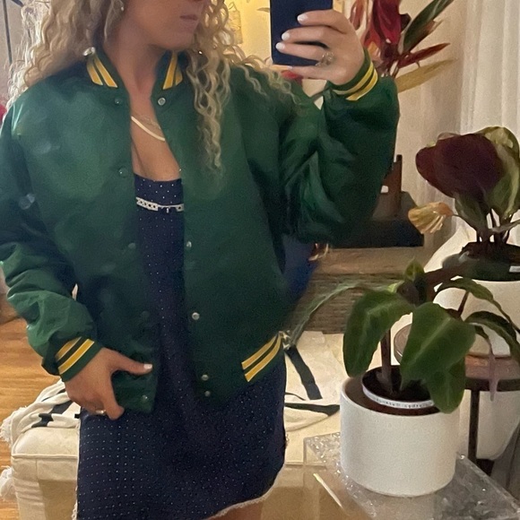 𝅺medium Satin varsity jacket coat Starter like Chalkline vintage 80s retro 90s - Picture 11 of 16